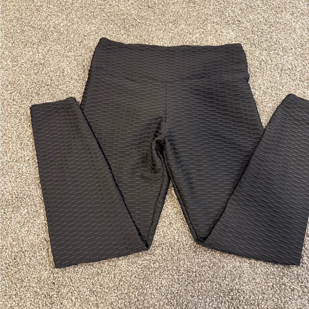 Textured Black Leggings